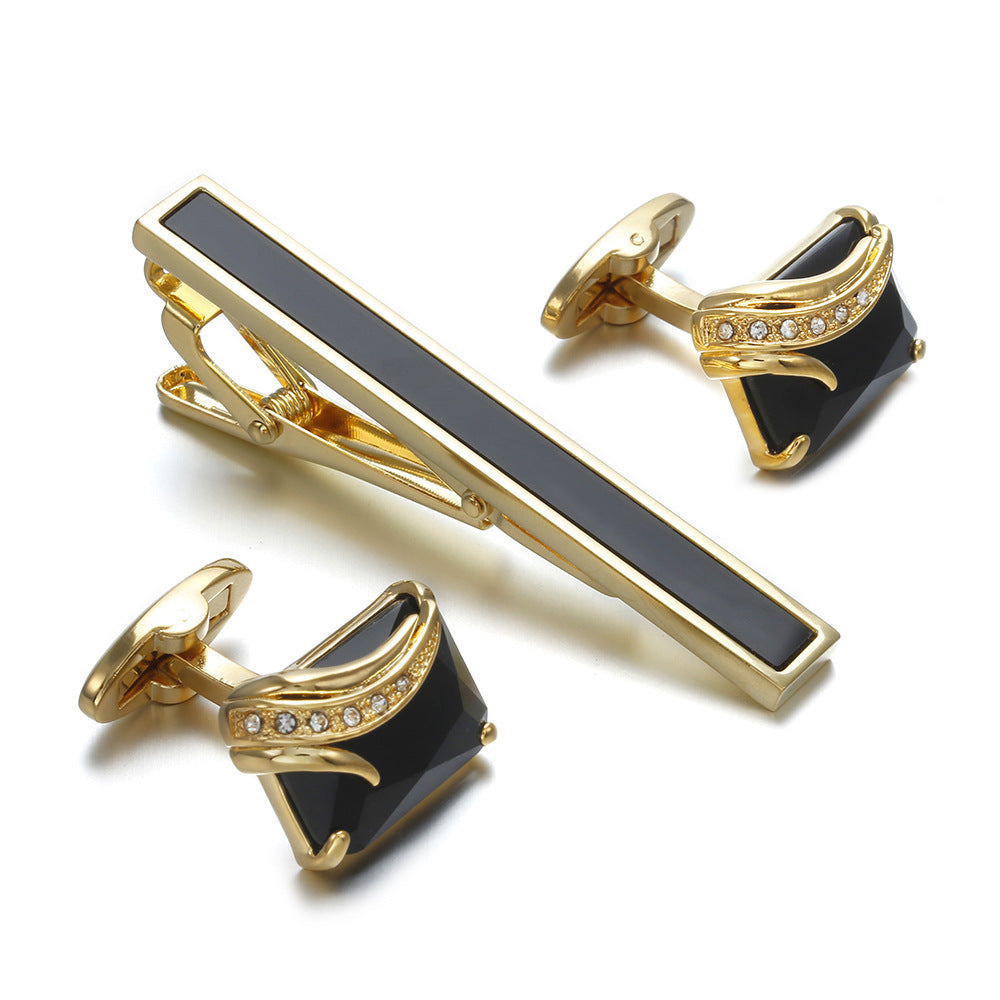 Luxury Gold Tie Clip & Cufflinks Set – Elevate Your Style with Elegance ✨ Fashion Gentleman Tie Clip High Quality Cufflinks Gold - JumoShop