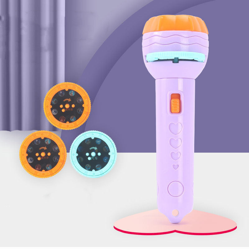 Cartoon Projection Flashlight - 80 Patterns Creative Children Flashlight Toy Projector Baby Toys Bedtime Story Book