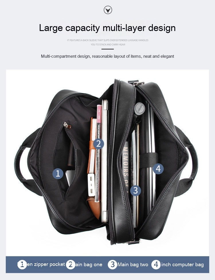 Leather Handbag Briefcase - Napa Leather Comfortable Texture Men's Real-leather Bag