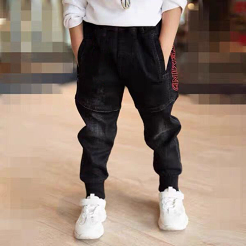 Stylish Kids' Black Jeans - Spring And Autumn Boys Pants
