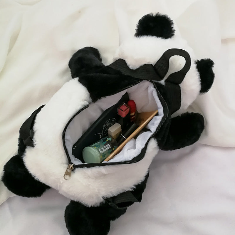 Cute Panda Small Backpack - Fashion Boys And Girls Cartoon Plush Bag