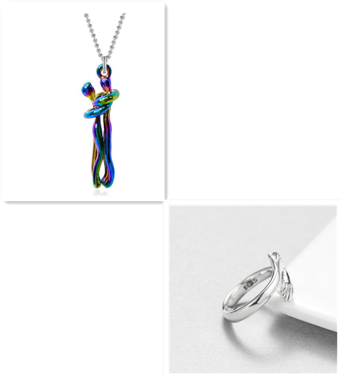Love Hug Necklace - Unisex Men Women Couple Jewelry Chain Valentines Day Lover Gift