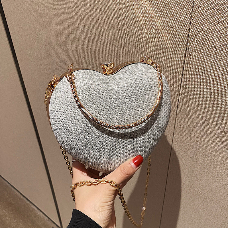 New Fashion Chain Crossbody Bag - Handheld Peach Heart Bag