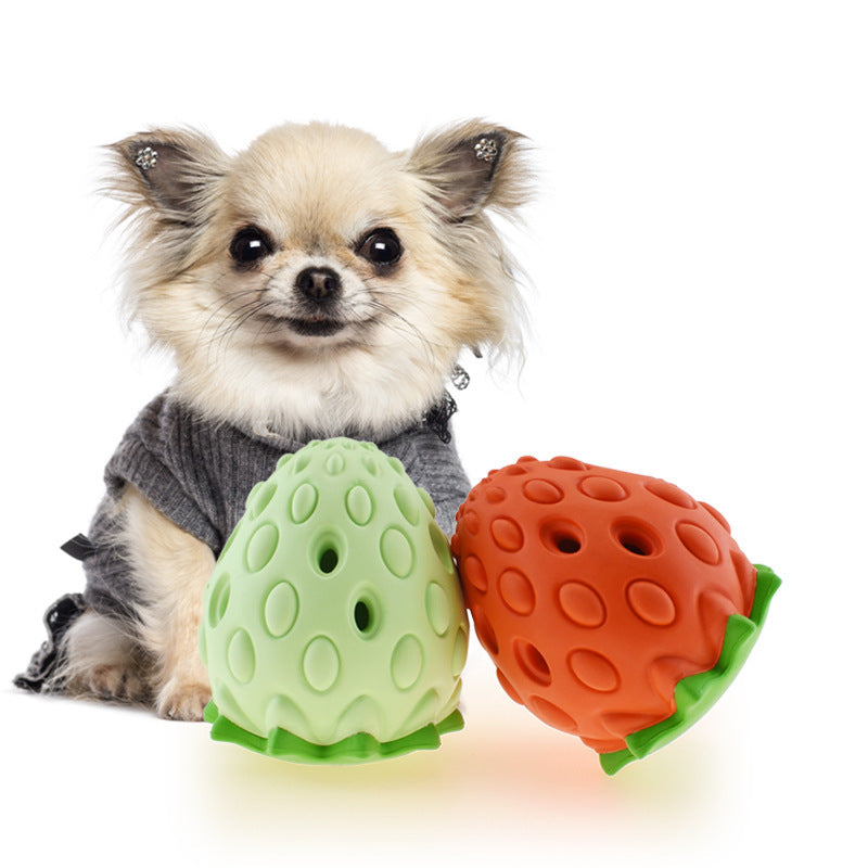 Pet Strawberry Chew Resistant Leak Food Ball - Pet Supplies Dog And Cat Toys