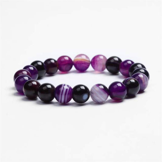 Beautiful Natural Violet Unisex Bracelet - En Pierre Naturelle Violet Pour Femme
