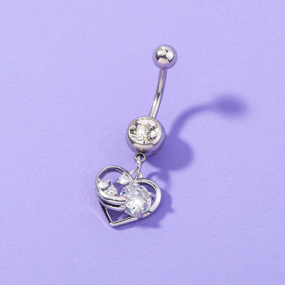 Stainless Steel Heart Navel Nail - Human Body Piercing Jewelry Woman