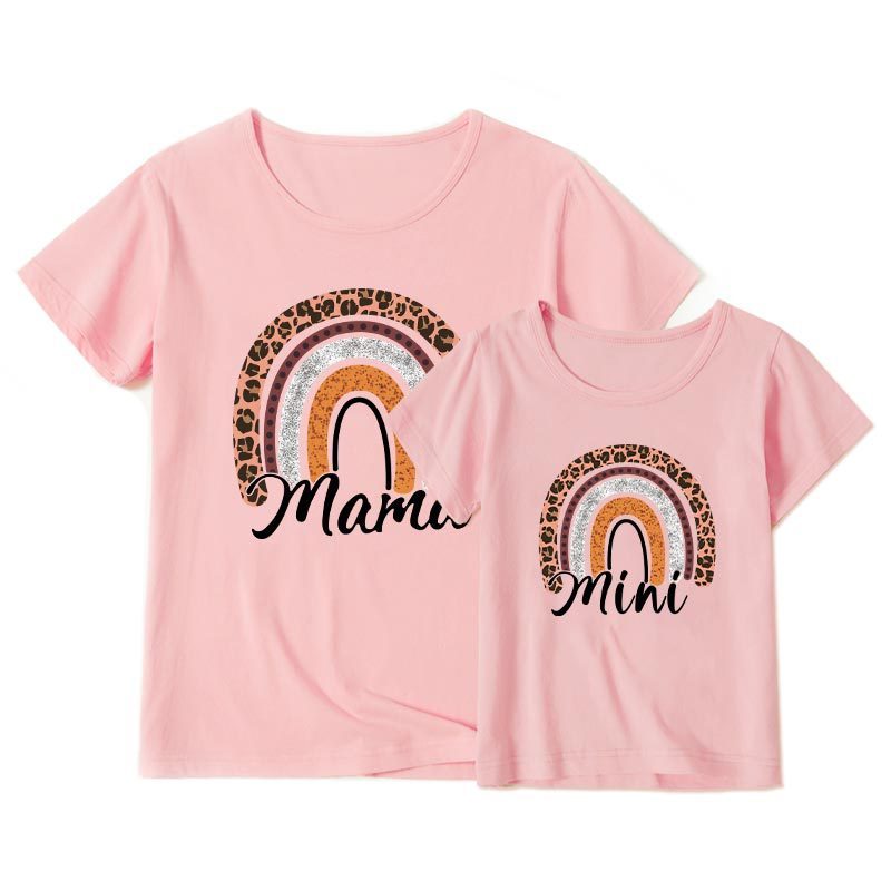 Cute Mother-daughter Matching Outfit - Mom/Mini Summer Casual Letter Print Short-sleeve