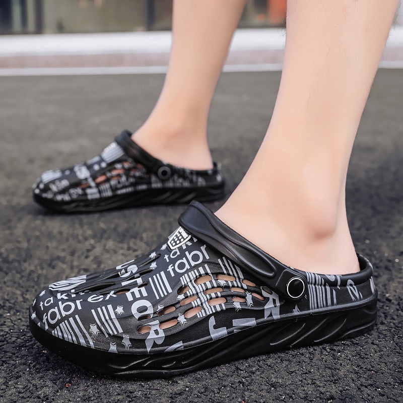 Letter Print Slippers - Men Summer Sandals Beach Shoes