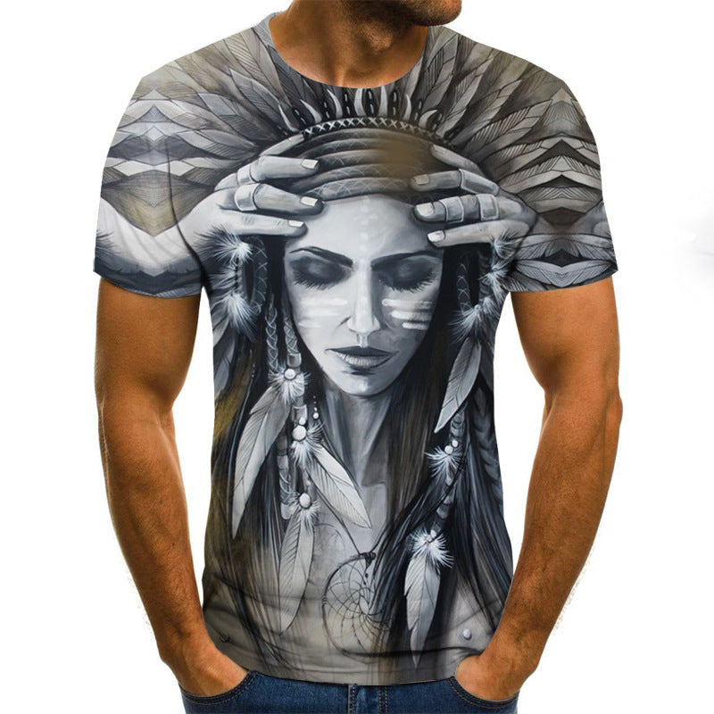 Printed 3D T-shirts -  Horror Skull Print Short Sleeve T-shirts For Men And Women