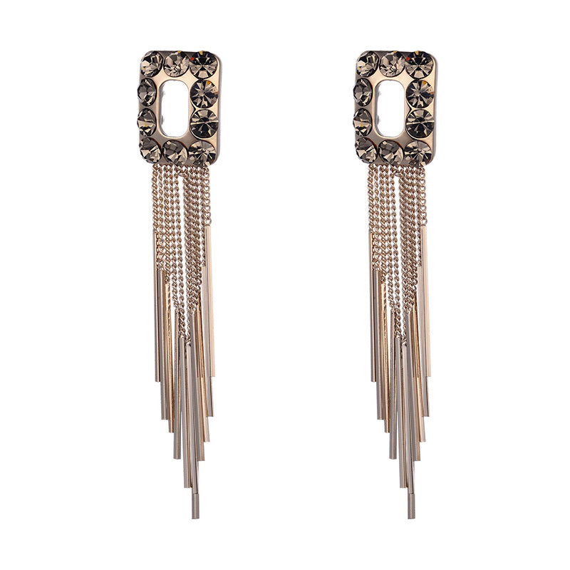 Elegant Zircon Tassel Earrings