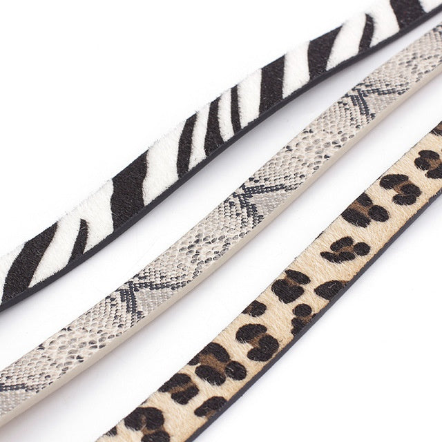 Fashion Round Button Animal Skin Belt - Leopard Zebra Snake Belt