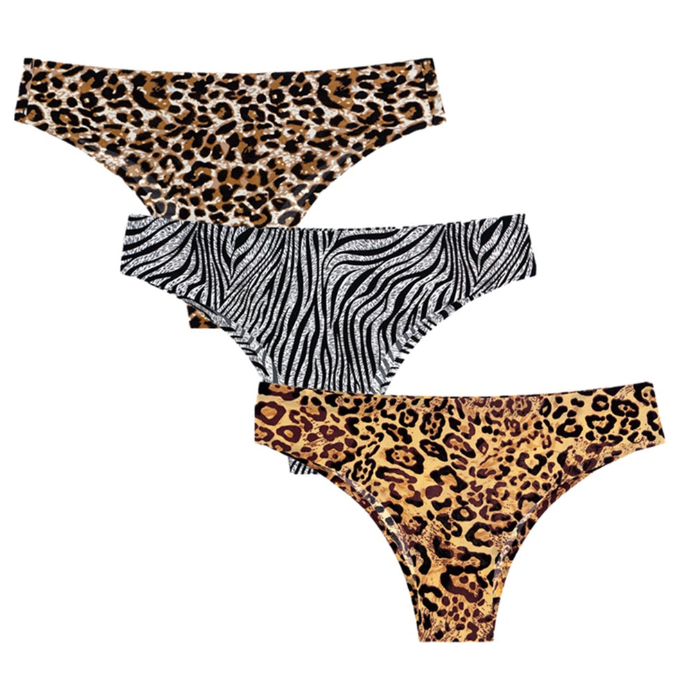 Printed Ice Silk Seamless Underwear - For Women With Low Waist