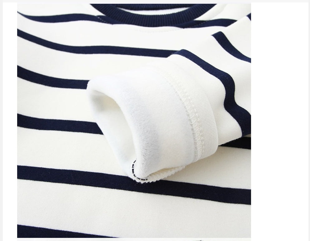 Striped Black And White Pullover - Children's Long-sleeved Sweater