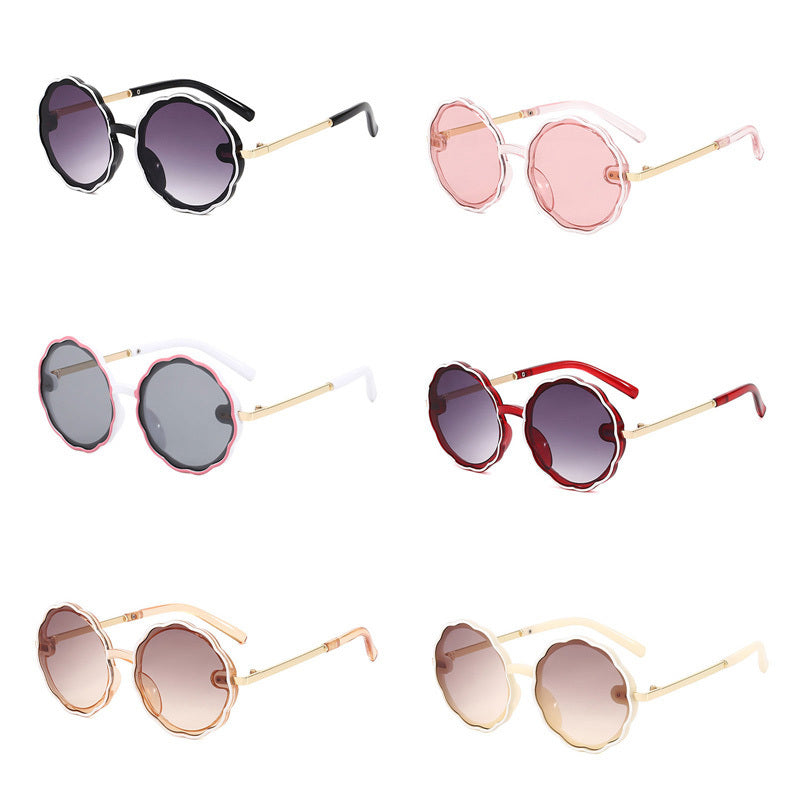 Kids Wave Frame Vintage Round Sunglasses