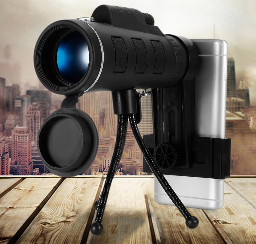 40X60 Monocular BAK4 Telescope - HD Night Vision Prism Scope With Compass Phone Clip Tripod for Outdoor Activities
