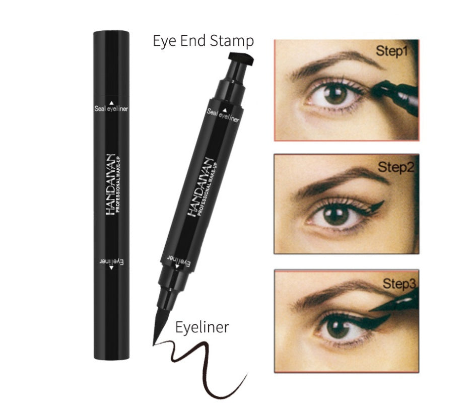 Double-Headed Seal Eyeliner - Triangle seal eyeliner 2-in-1 waterproof eyeliner