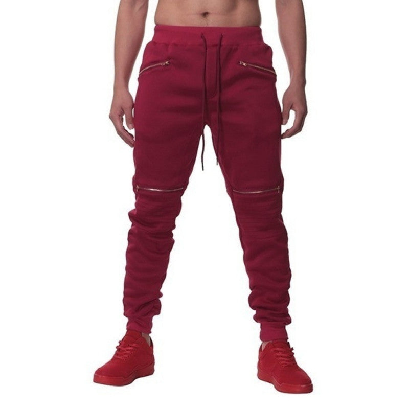 Men's Sports Pants With Double Pockets And Zip