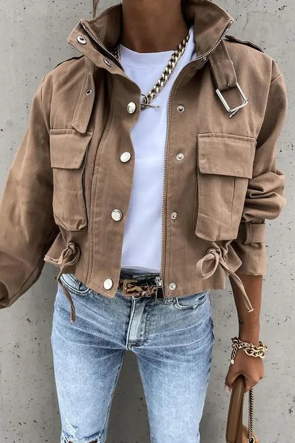 Autumn And Winter Motorcycle Jacket - Coat Short Polyester Fiber Top