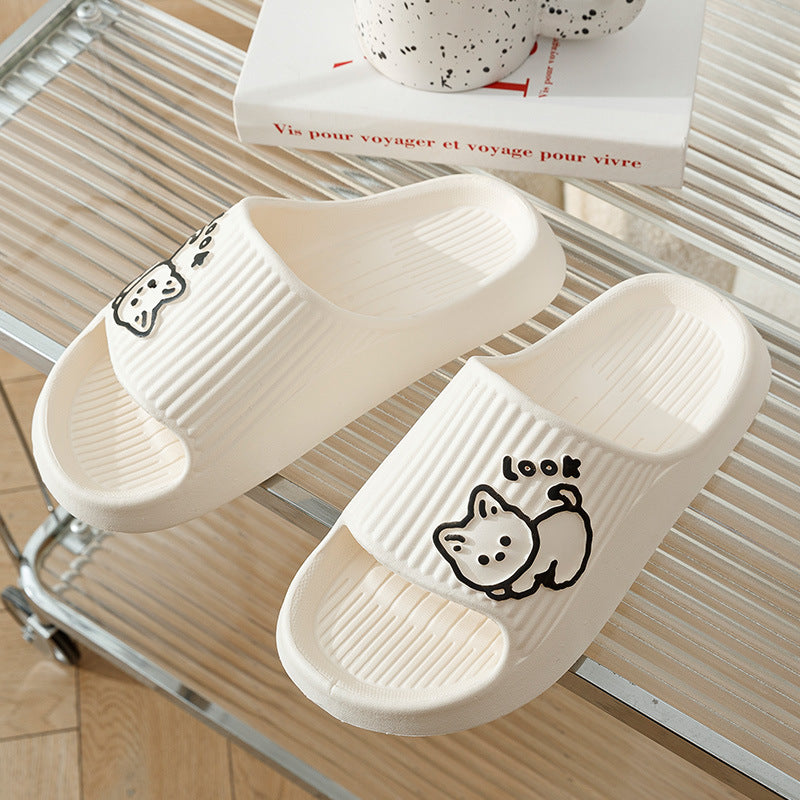 Cute Cat Slippers—Summer Women Home Shoes, Bath Thick Platform,  Non-Slip Slides Indoor Outdoor