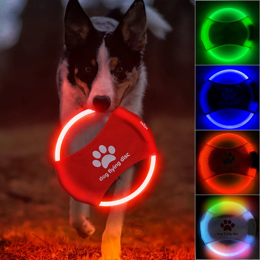 Dog Flying Discs Light Glowing LED Toy - Luminous Training Interactive