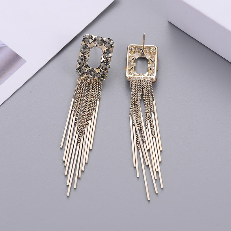 Elegant Zircon Tassel Earrings