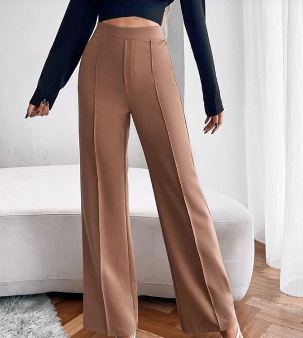 Loose Straight Pants - Women High Waist Casual Trousers