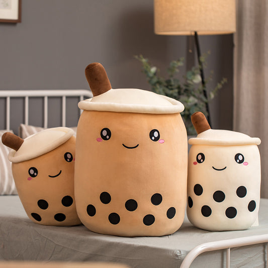 Cute Boba Milk Tea Plushie – Soft Teddy Cup Pillow & Hugging Toy