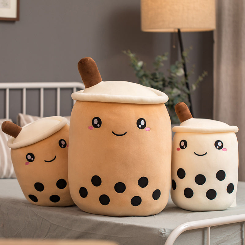 Cute Boba Milk Tea Plushie – Soft Teddy Cup Pillow & Hugging Toy