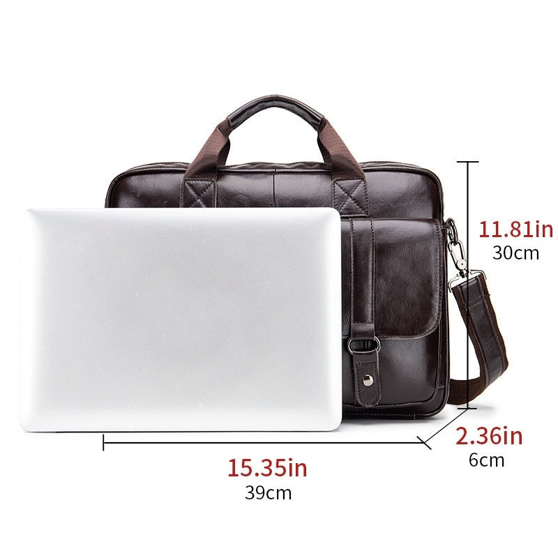 Cowhide Men's Briefcase - Business Large Capacity Handbag