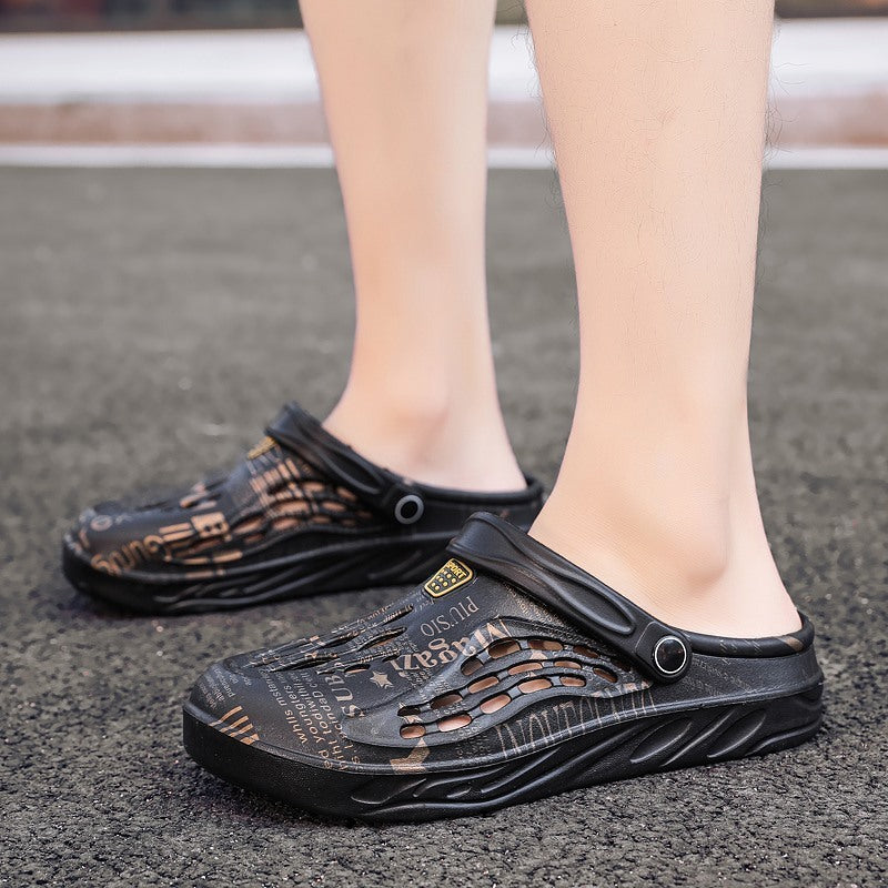 Letter Print Slippers - Men Summer Sandals Beach Shoes