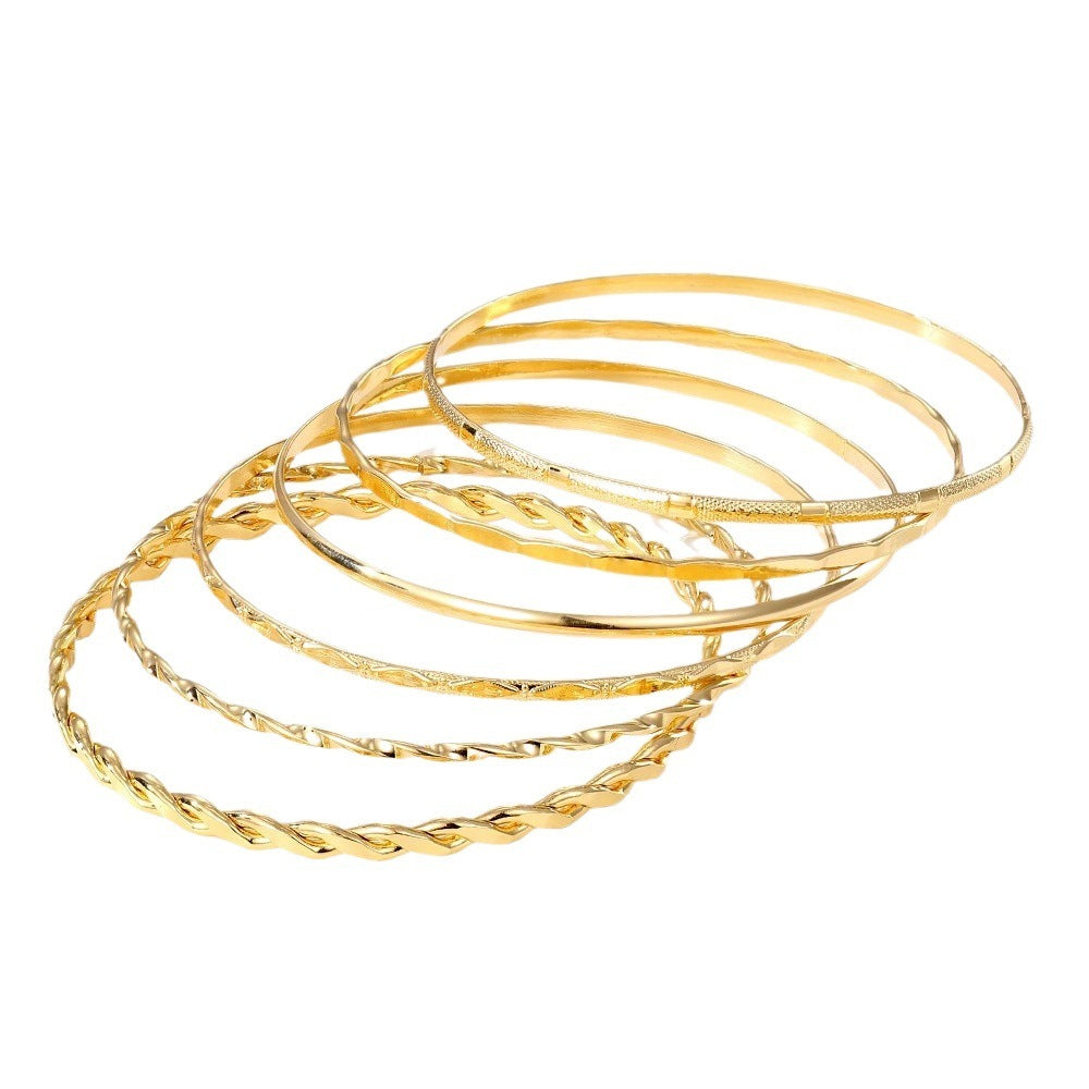 Bohemian Metal Chain Bracelet Set For Women - Geometric Gold Color Thick Link Chain  Bangle Female Fashion Jewelry