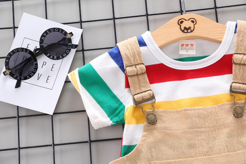 Rainbow Design Romper Pants and Top - Boys and Girls Baby Kids clothing Set