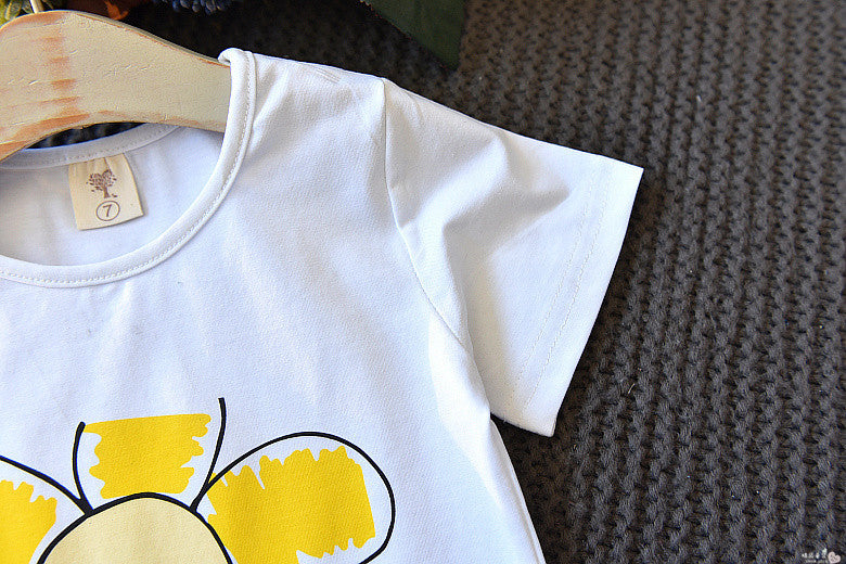 Girls Two-Piece Summer Children's Clothing -  Girls Short-Sleeved T-shirt and Short