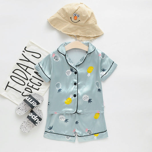 Children's Short Sleeve Ice Silk Summer Pajamas