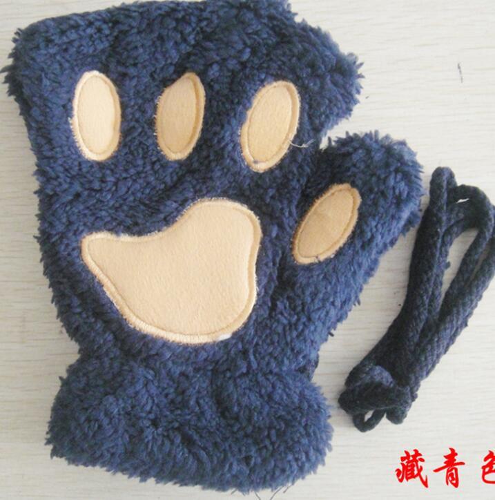 Winter Lovely Half Cover Paw Bear Cat Claw Gloves - Short Finger Gloves