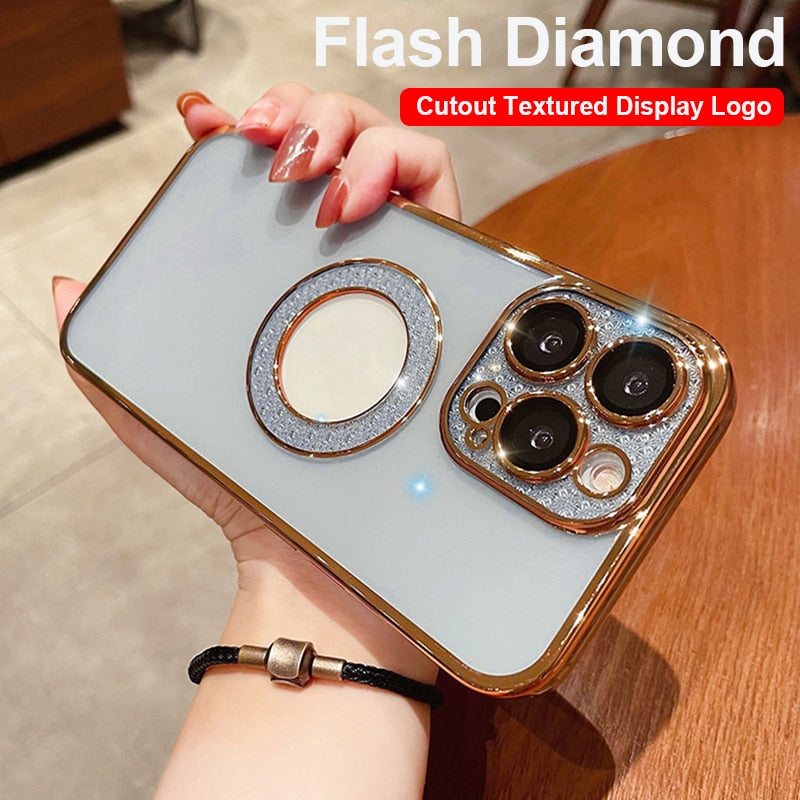 Electroplating Soft Diamond Ring Phone Case -  Drill Leakage Standard Mobile Phone Case Lens Film