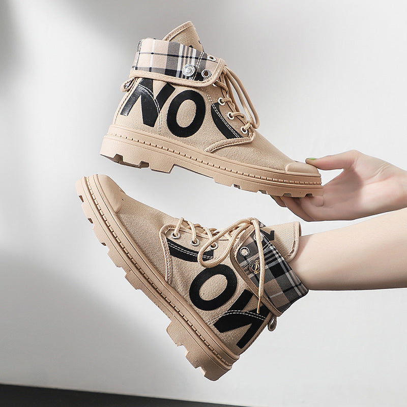 High-top Girls Canvas Short Boots