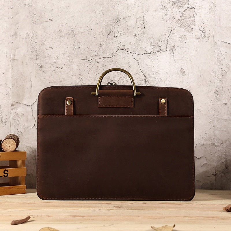 Horse Leather Men's Business Handbag - Genuine Leather Computer Bag
