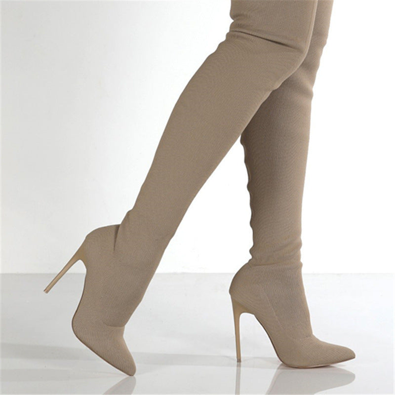 Women's High-heel Knit Over-knee Boots