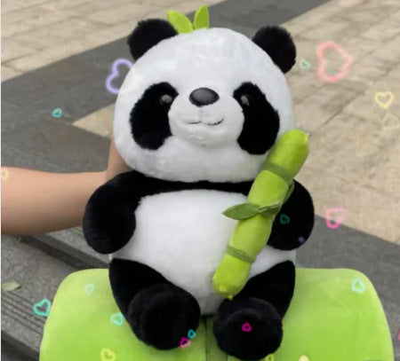 Simulated Bamboo Tube Flower Panda Plush Pillow – Cuteness & Comfort in One