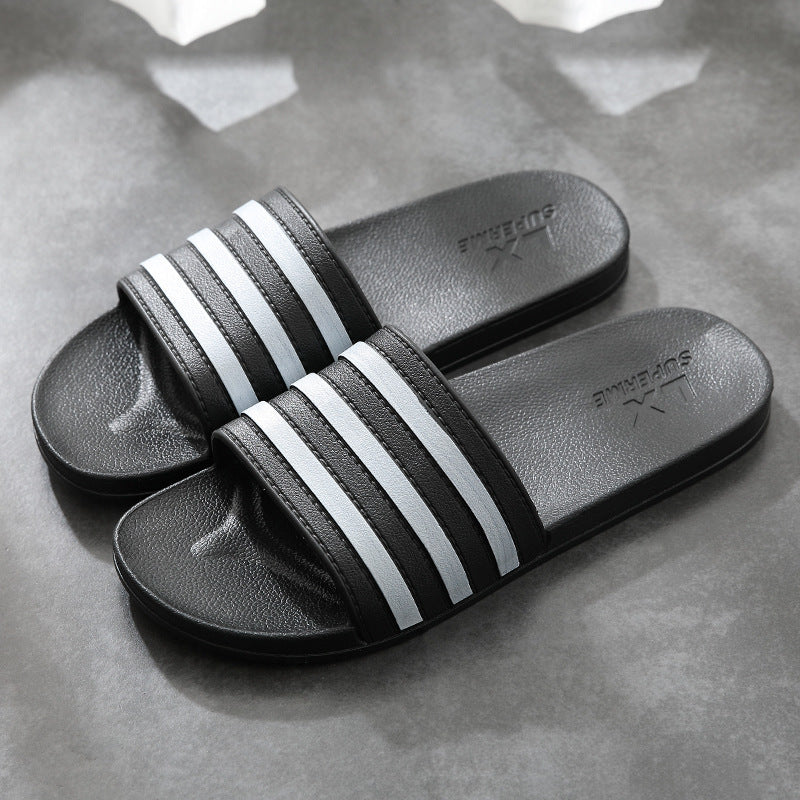 White Stripes Slippers For Women And Men -- Bathroom Slippers Home Shoes