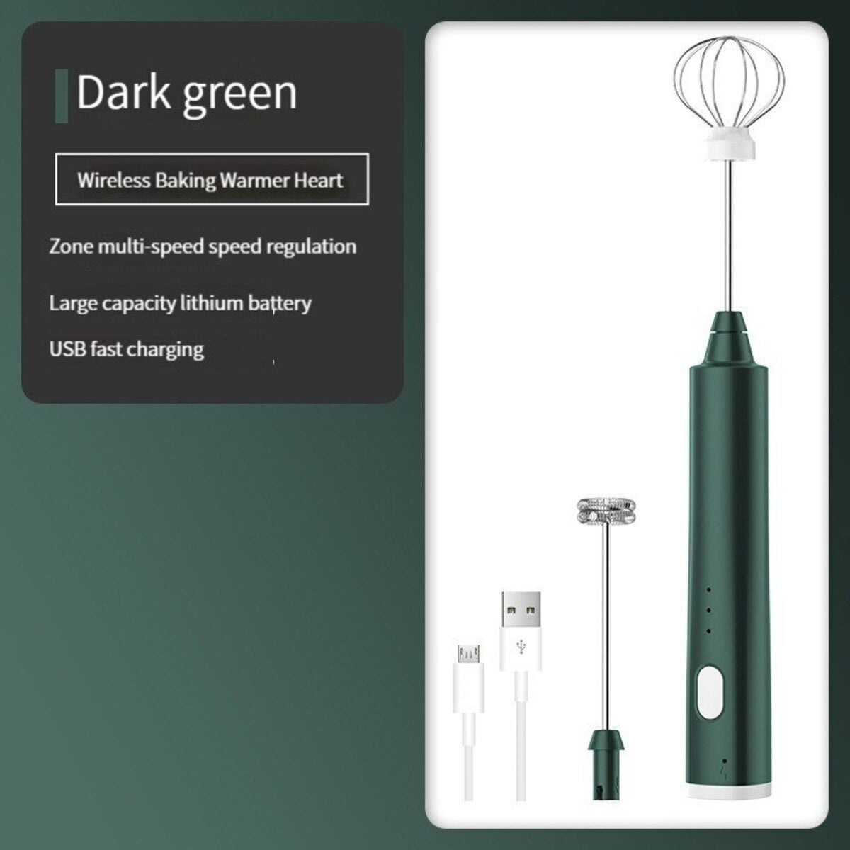 USB Rechargeable Handheld Egg Beater - 3 Speeds Electric Milk Frother Foam Maker Mixer Coffee Drink Frothing Wand Foamer