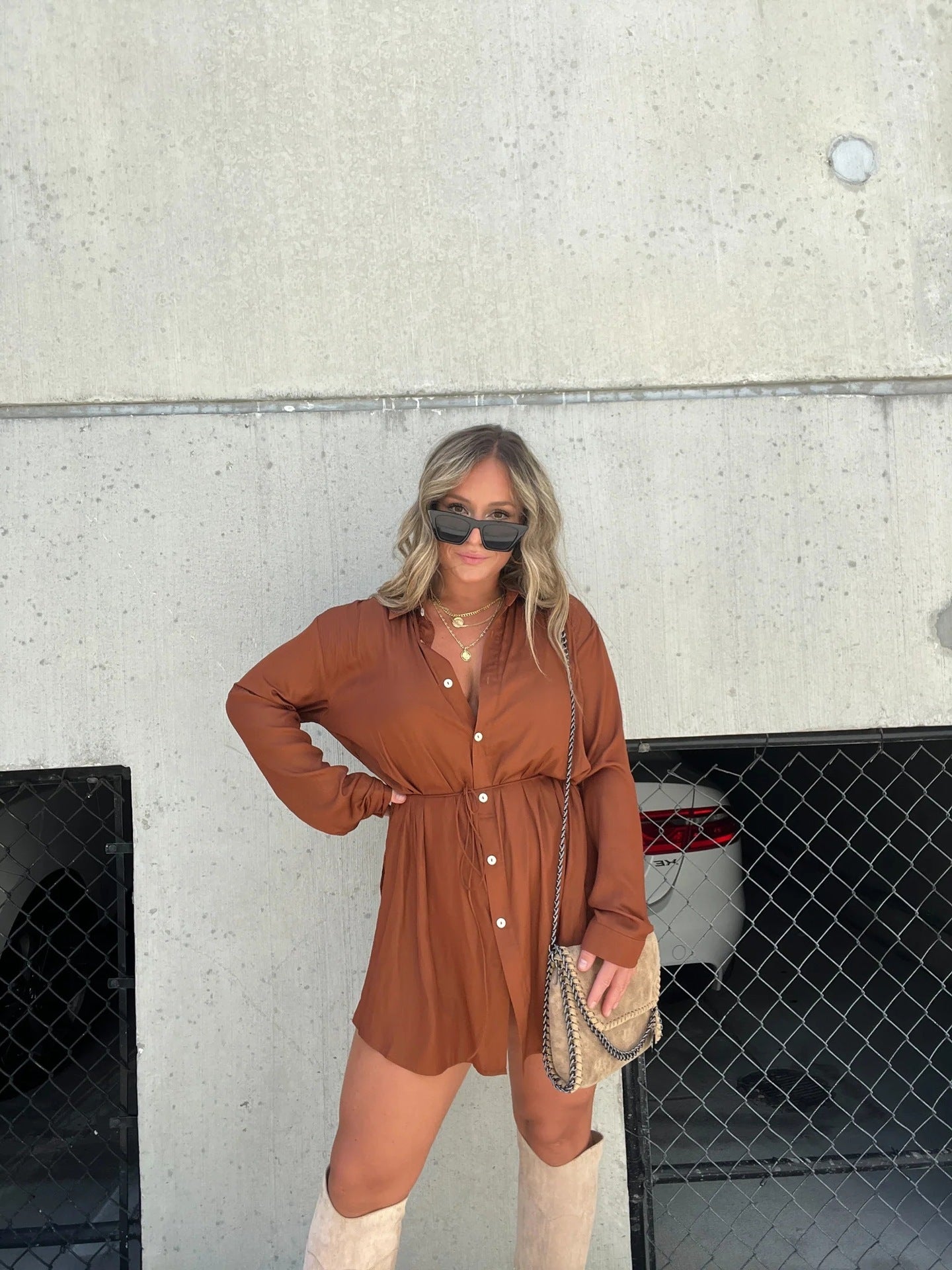 Women's Long Sleeve Long Button Down Shirt - Fashion Shirt Dress