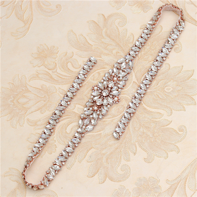 Rhinestone Applique Wedding Belt - Wedding Dress Waist Jewelry