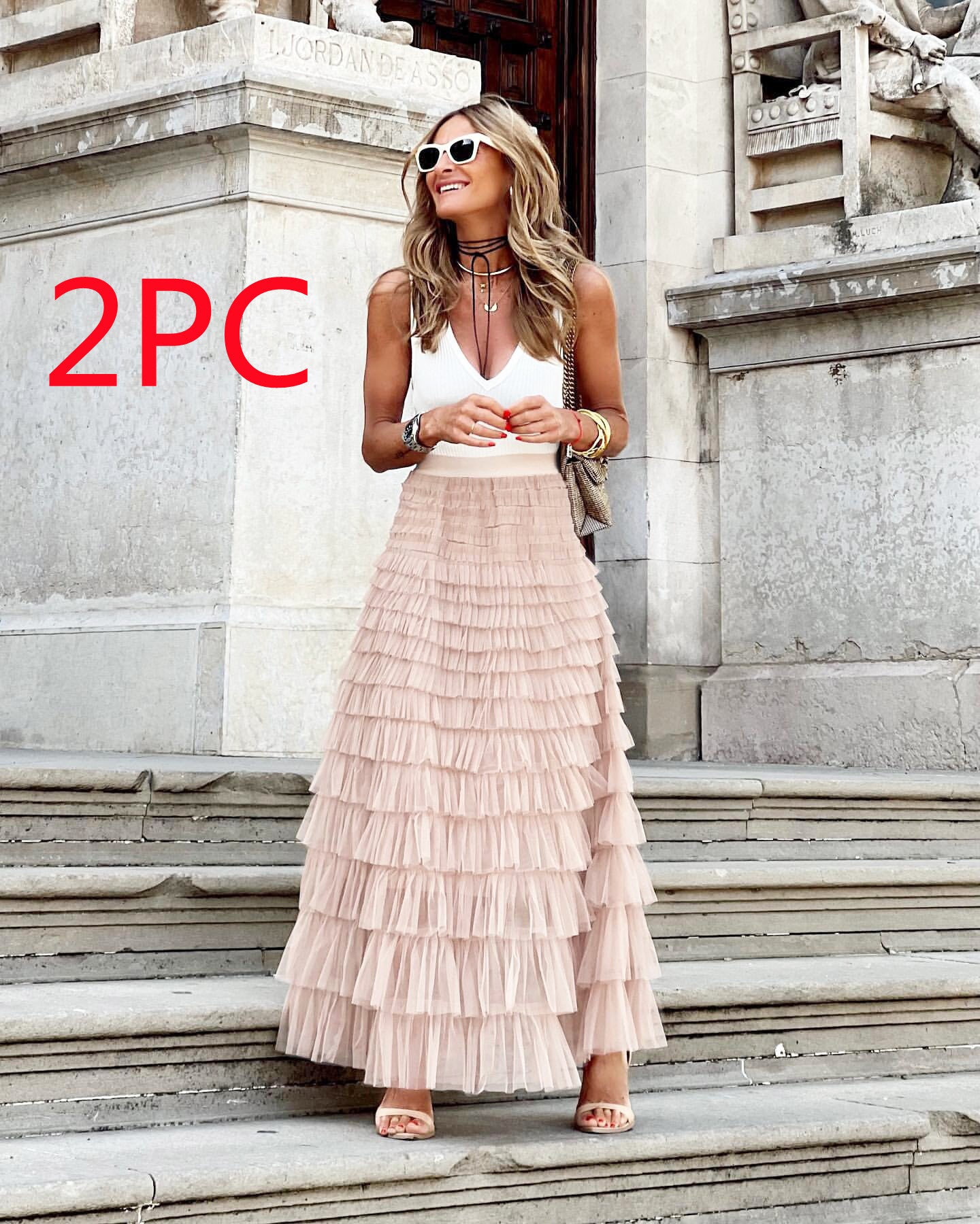 Layered Ruffles Cake Skirt - Summer Fashion A Line Swing Mesh Long Skirt