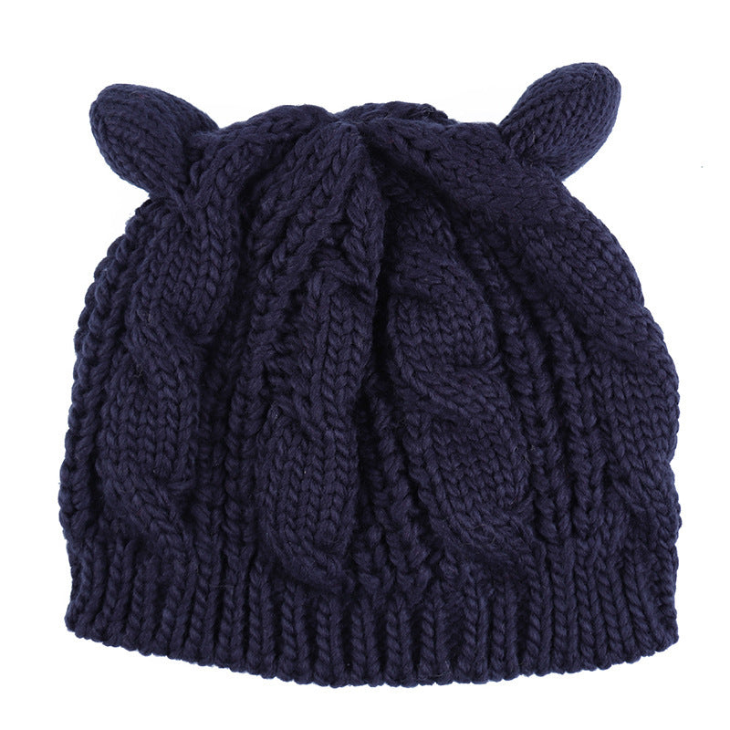 Hand Made 3D Cute Knitted Cap - Ear Beanie For Winter