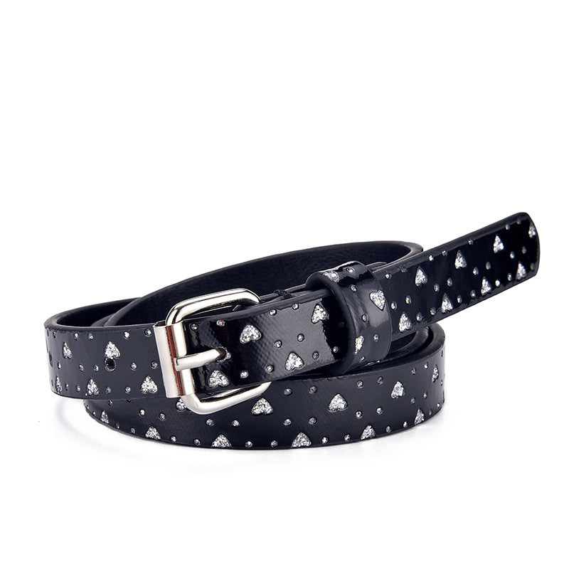 Ladies Kids Belts - Heart Glitter Jeans Belt