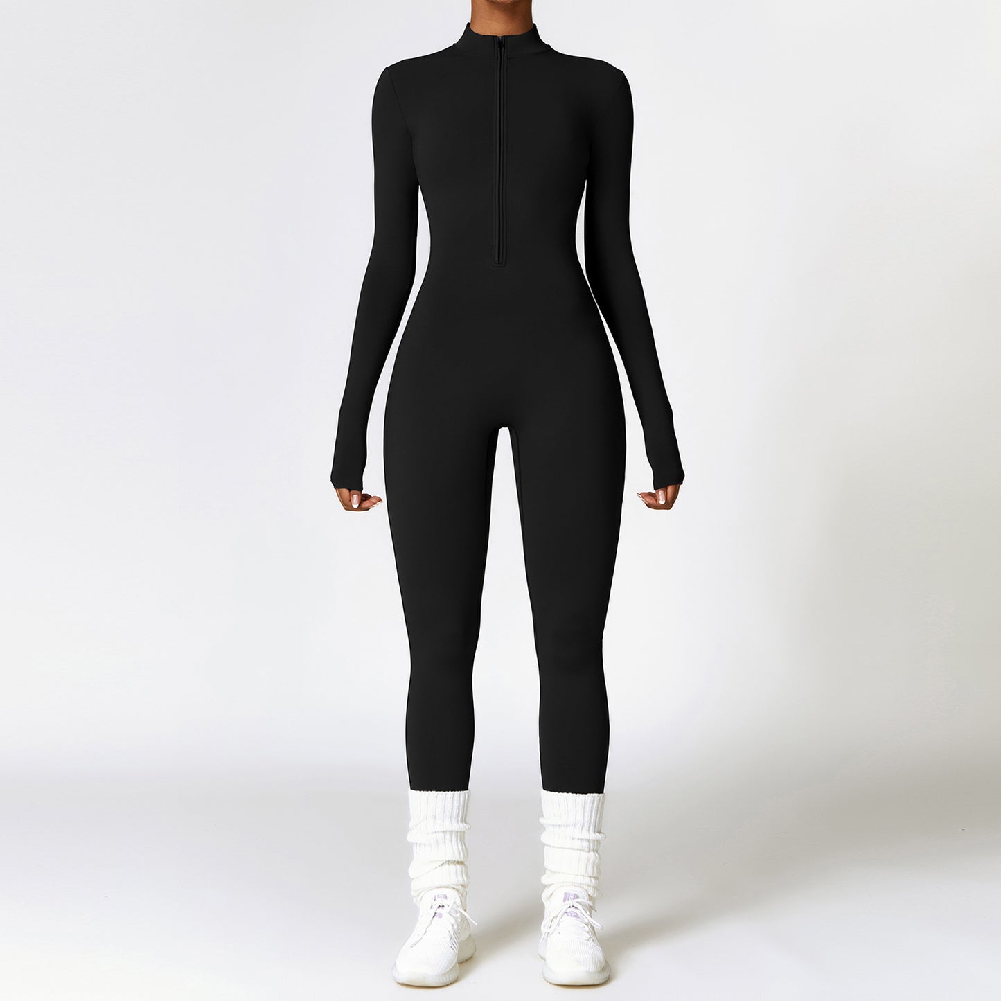 Warm Zipper Long-sleeved Yoga Jumpsuit -  Fitness Sports Pants Breathable Bodysuit Women's Clothing