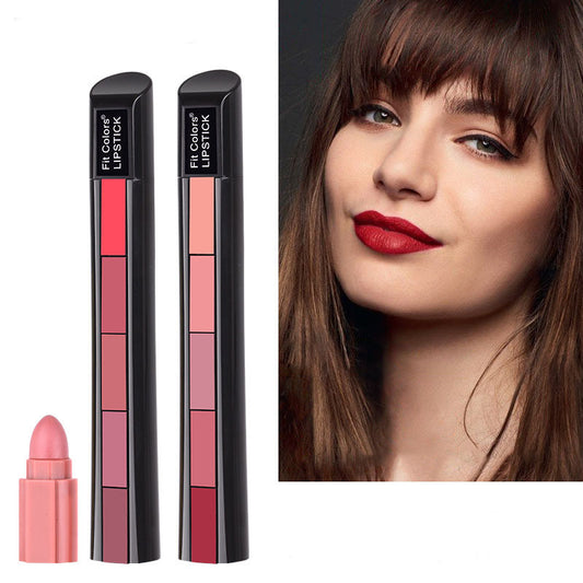 5-color Matte Lipstick Set - Velvet Lip Stick Non-stick Lip Gloss Long Lasting Waterproof Sexy Red Lipstick