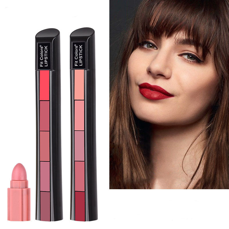 5-color Matte Lipstick Set - Velvet Lip Stick Non-stick Lip Gloss Long Lasting Waterproof Sexy Red Lipstick